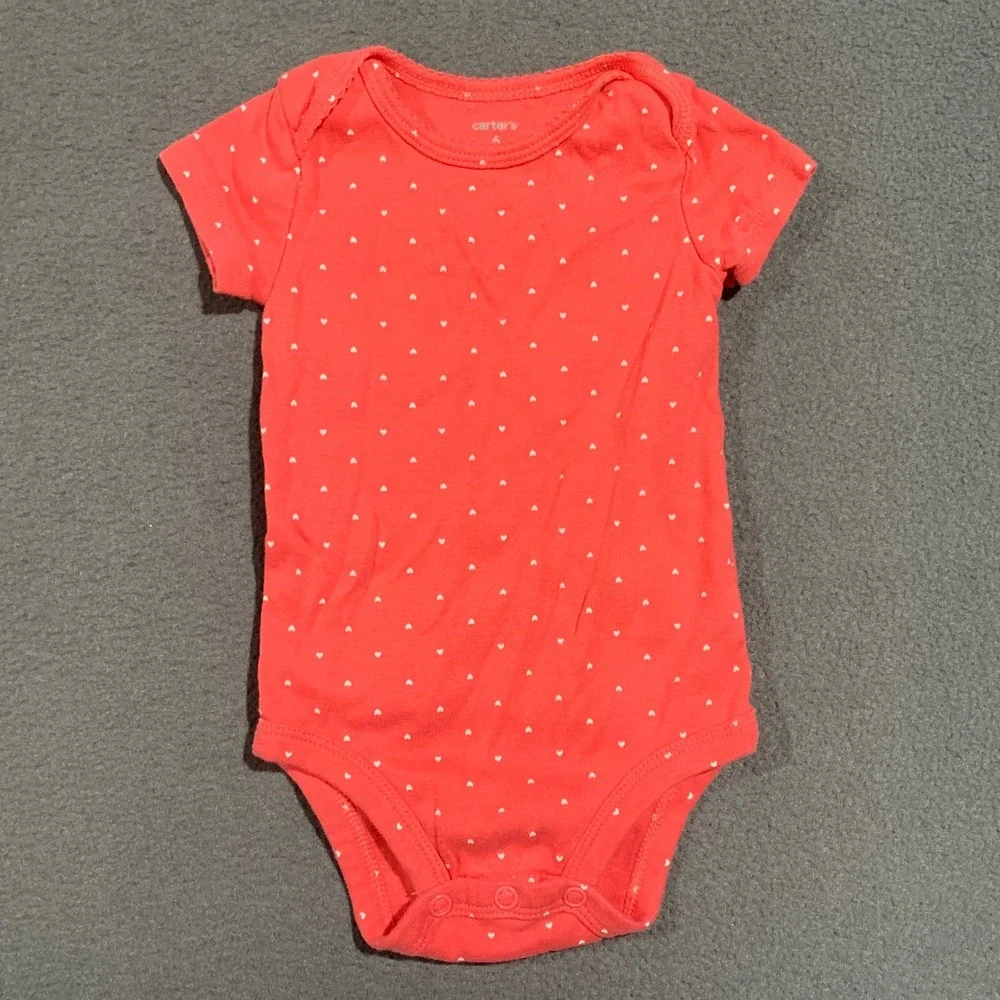 Carters Baby Girl 6 Months Bodysuit Lot‎ 3pk Navy Pink Striped Heart Cupcake